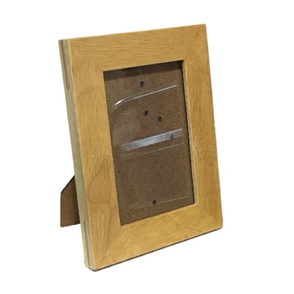 Square Light Maple Wood Picture Frame Photo Frame Beige Wooden with Black Stand